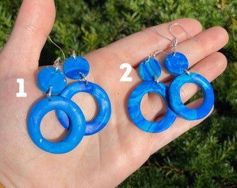 blue circle earrings - loopcoop loopcoopshop jewelry clay gift for women girl birthday present handmade B