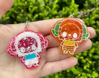 Dom Timbra sheep keychains- loopcoopshop green resin animal crossing gift game new leaf horizons handmade acnh cute bright yellow pink