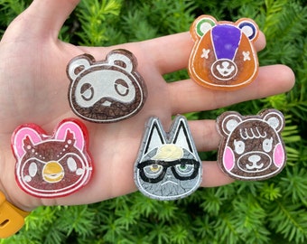 animal crossing character magnets- resin art loopcoopshop animal crossing stitches maple celeste raymond tom nook handmade cute game acnh