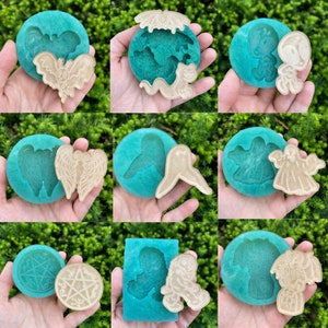 PREORDER cryptid ghost silicone molds - loopcoop loopcoopshop green resin mythology folklore bigfoot mothman ghosts haunted angel alien