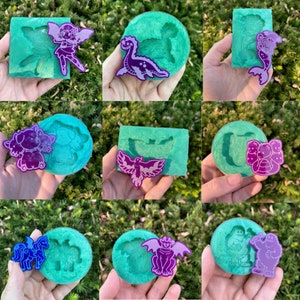 PREORDER fairytale cryptid silicone molds - loopcoop loopcoopshop green resin mythology folklore fairy mermaid bigfoot unicorn mothman