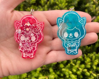 Reese Cyrus alpaca keychains- loopcoopshop green resin animal crossing gift game new leaf horizons handmade acnh cute bright pink blue