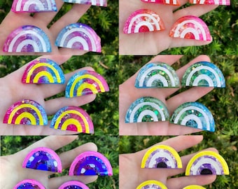 Rainbow pride pins and magnets - trans gay pan lesbian bi nonbinary queer ace aro resin epoxy bright lapel handmade pride LGBTQIA