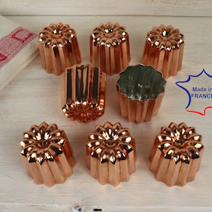 8 Copper canele molds large 2.1 inch set of 8 professional quality 55 mm cannele moulds Hand made in Bordeaux France zdjęcie 1