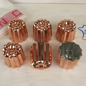 6 Copper canele molds large 2.1 inch set of 6 professional quality 55 mm cannele moulds Handmade in Bordeaux France