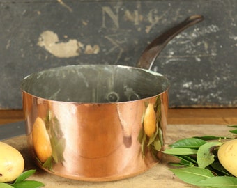 Antique French copper saucepan 7.6 inches diameter