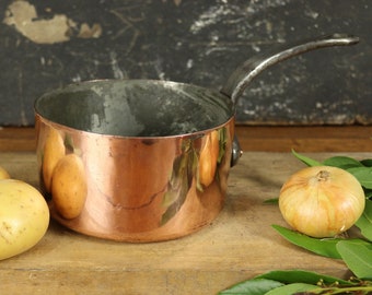 Antique French copper saucepan 6.1 inches diameter