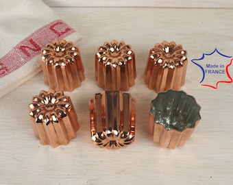 6 Copper canele molds large 2.1 inch set of 6 professional quality 55 mm cannele moulds made in Bordeaux France