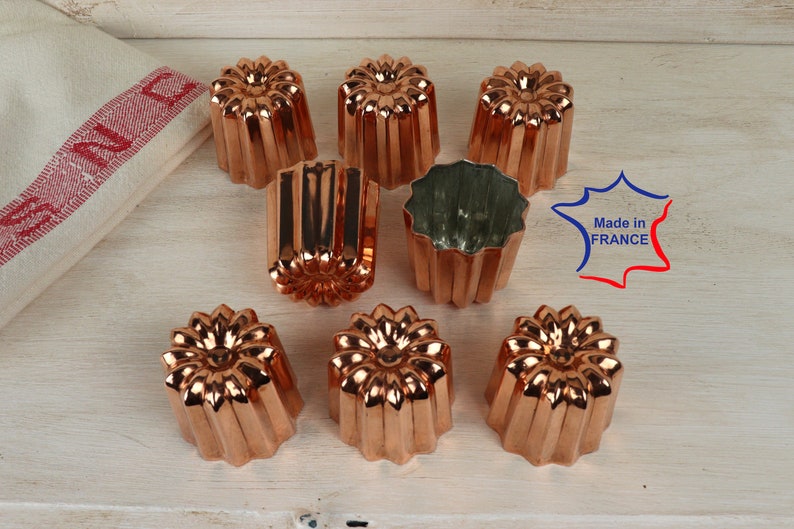 8 Copper canele molds large 2.1 inch set of 8 professional quality 55 mm cannele moulds Hand made in Bordeaux France zdjęcie 1