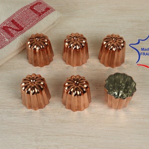 Set of 6 Copper canele molds mini size 1.5 inches professional quality cannele moulds 35 mm Hand made in Bordeaux France