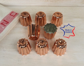 8 medium koperen canele mallen 1,75 inch set van 8 professionele kwaliteit 45mm cannele mallen Handgemaakt in Bordeaux Frankrijk