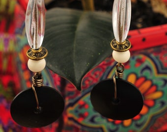 African-inspired earrings glass and ebony