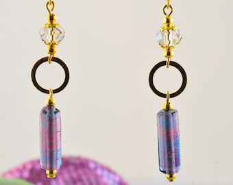 BOUCLES d'oreilles perles longues et cristal