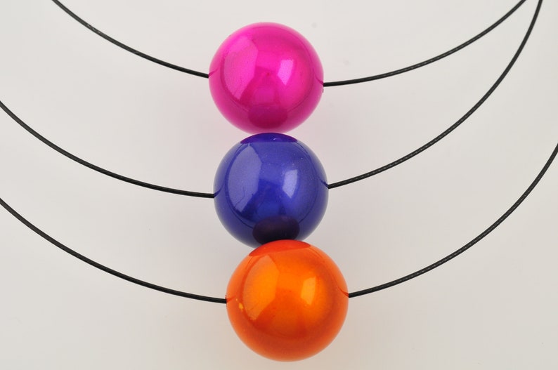 14 Colors Choker NECKLACE black cable round magic bead image 6