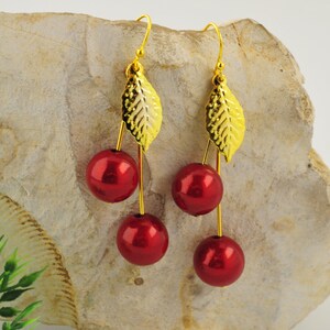 2 Couleurs BOUCLES D'OREILLES cerise et perles magiques zdjęcie 5