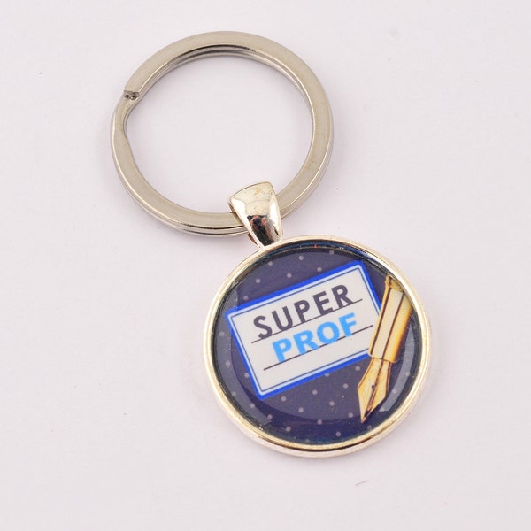 Porte-clef "Super prof" avec pompon,