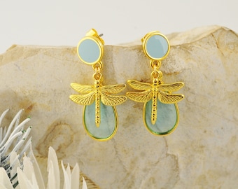 2 BOUCLES MODELS of OREILLES topped with dragonflies