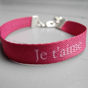 ARMBAND lint bericht &quot;Ik hou van je&quot; en metalen hart charme