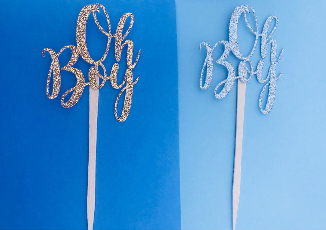 Oh Boy Cupcake Toppers Its a Boy Party Glitter Cupcake Etsy
