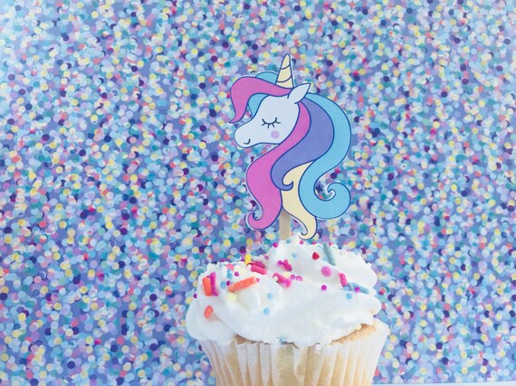 Unicorn Cupcake Topper Cake Decorations Magical Party Etsy