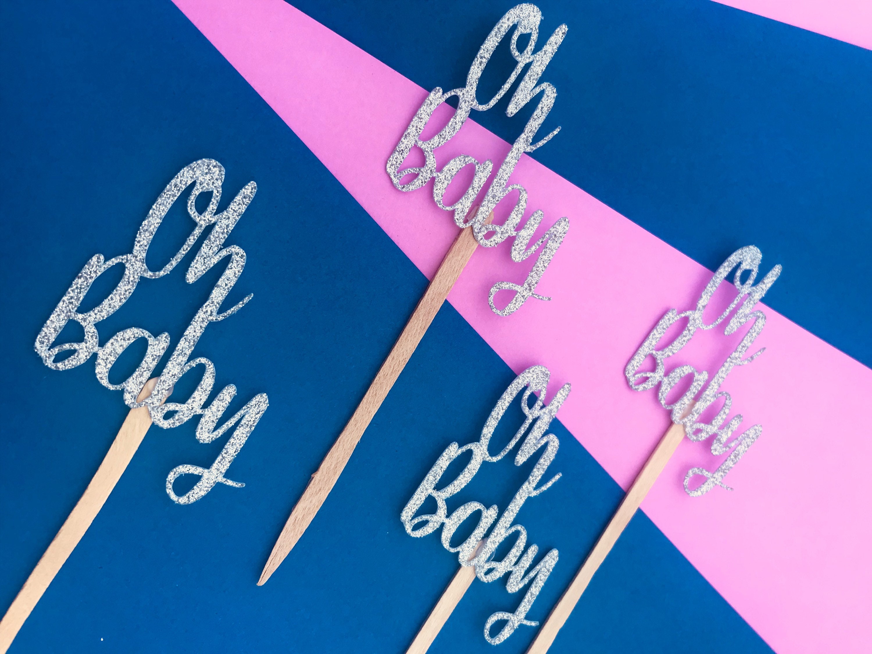 Oh Baby Cupcake Toppers Its a Girl Party Glitter Cupcake Etsy