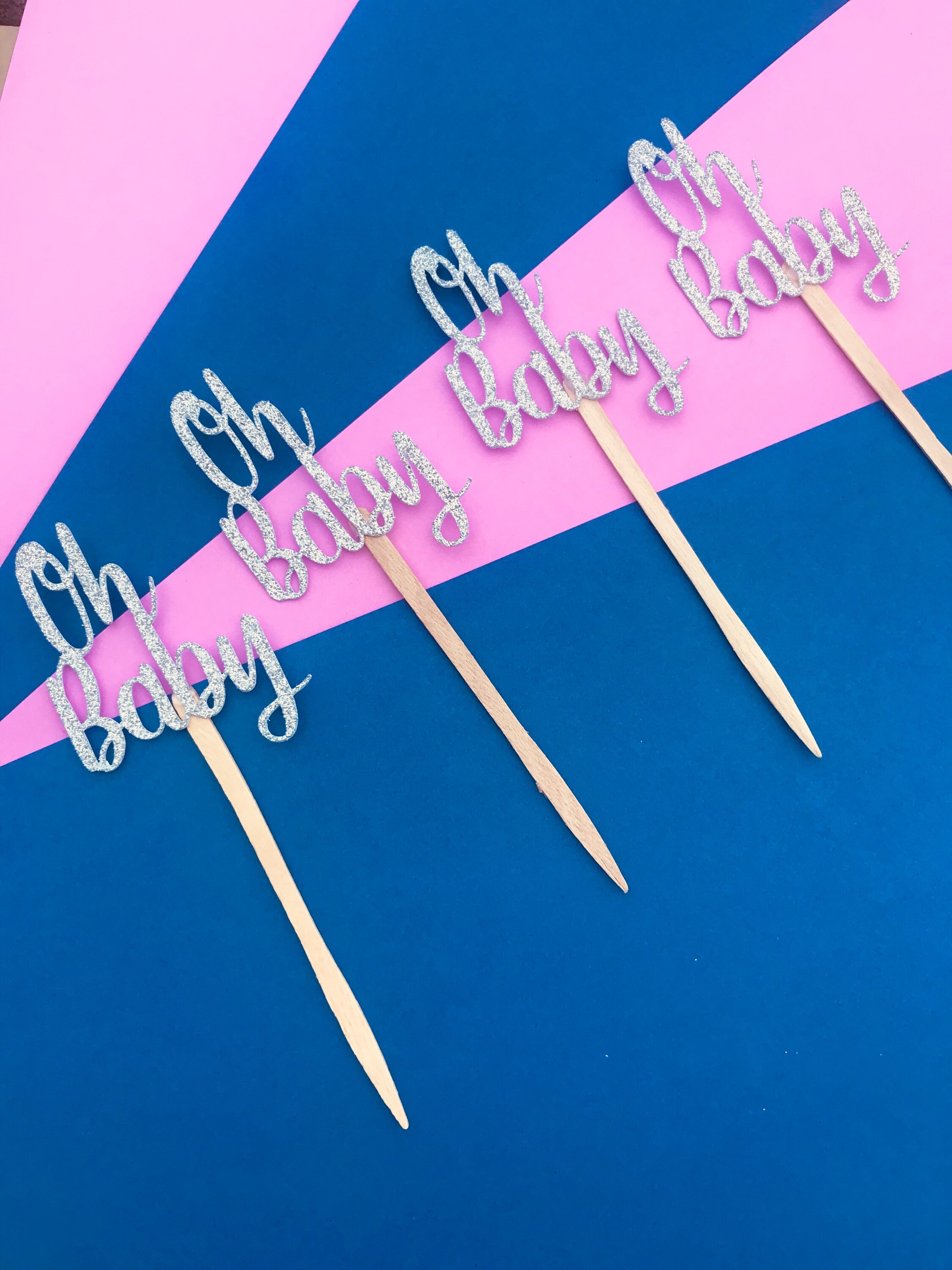 Oh Baby Cupcake Toppers Its a Girl Party Glitter Cupcake Etsy