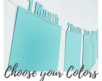 CHOOSE A COLOR, 12 Month Photo Banner, Milestone Monthly Photo Banner, First Birthday Banner, 1st Year Photo Display, 1st Birthday Banner