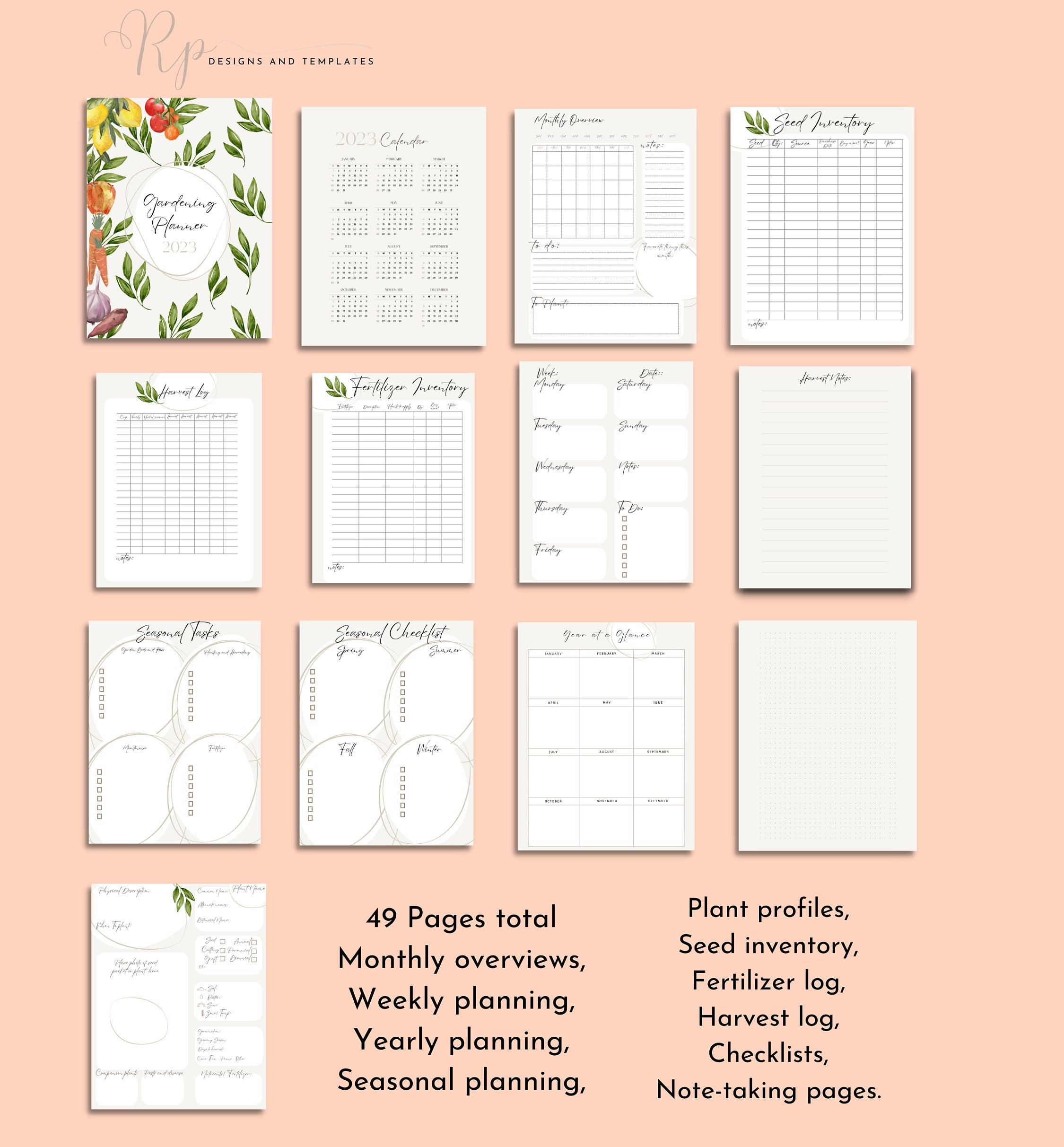 Printable Garden Planner Bundle Seed Inventory Plant Profile Plant