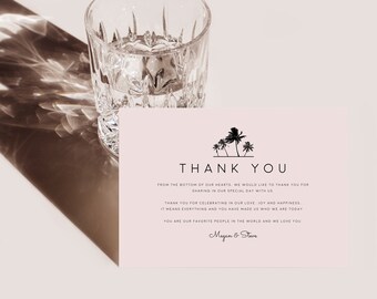 Vera - Monogram Wedding Thank you Template, Simple Elegant Printable Invite Modern Editable Customizable