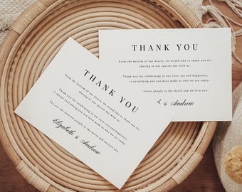 Madison- Monogram Wedding Thank you Template, Simple Elegant Printable Invite Modern Editable Customizable