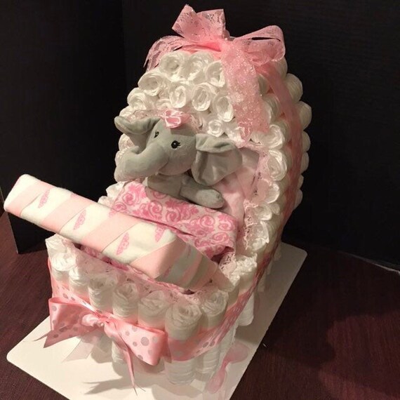 how to make a baby carriage diaper cake