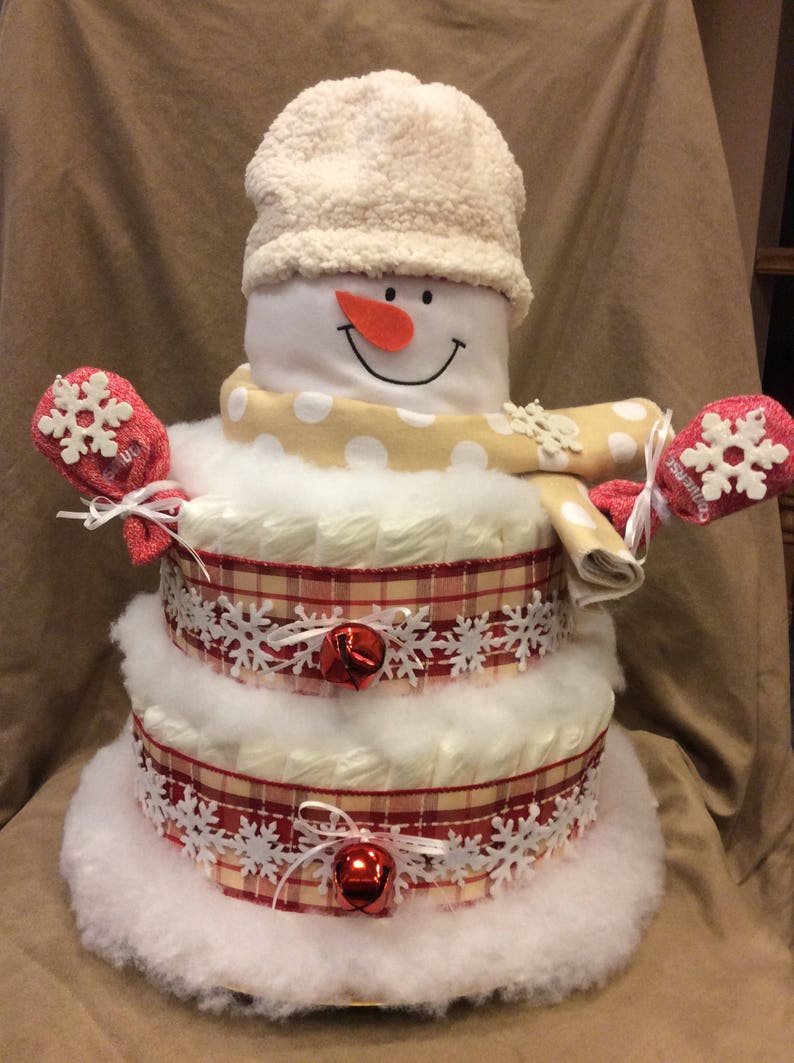 snowman diaper cake