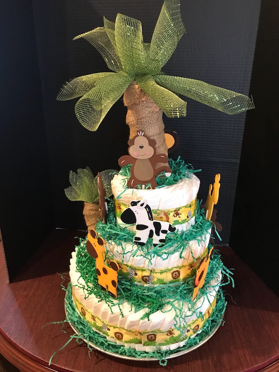 3 Tier Jungle Diaper Cake Etsy Uk 3 Tier Jungle Diaper Cake Etsy Uk