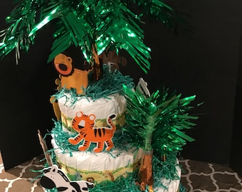 3 tier Jungle Diaper Cake