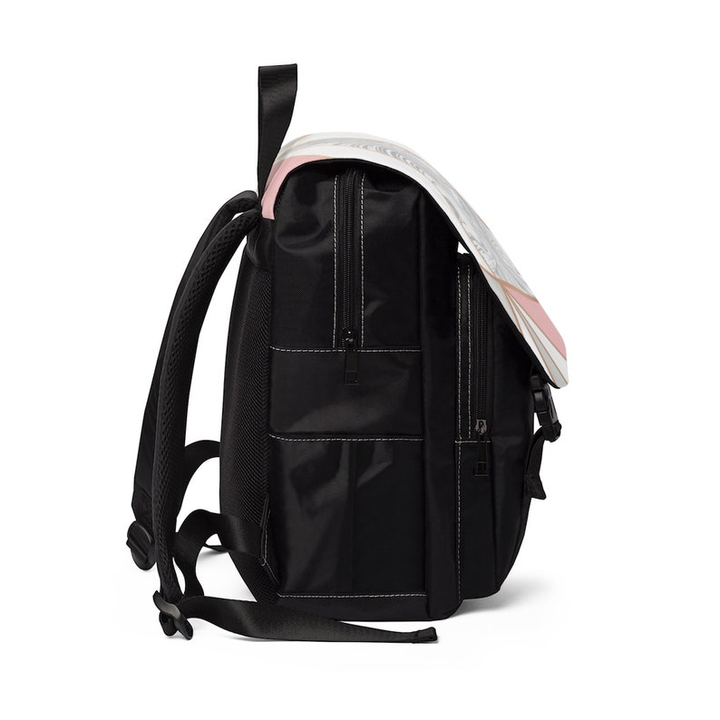 School Multifunctional Backpack Diaper Bag etc Rose Gold Marble Geometric Design Hiking