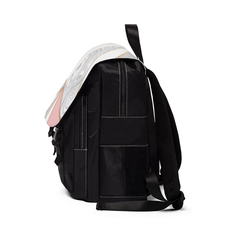 School Multifunctional Backpack Diaper Bag etc Rose Gold Marble Geometric Design Hiking