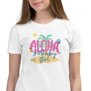 Aloha, Hawaii, Luau Birthday, Aloha Birthday, Hawaiian Birthday, Girl Birthday, Beach, Palm Trees, Birthday Girl, Tween Birthday, Bday Shirt