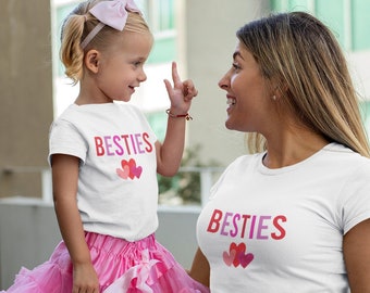Besties MOM Shirt, Valentine Shirt, Mommy and Me Shirts, Mommy and Me Valentine, Mom Valentine Gift, Watercolor Hearts, Watercolor Valentine