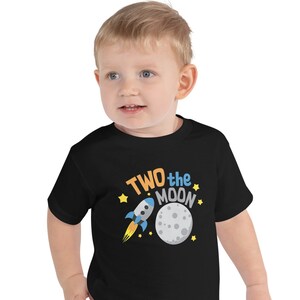Aniversário do espaço, espaço sideral, astronauta, DOIS, segundo aniversário, foguete, lua, aniversariante, camisa de aniversário, 2º aniversário