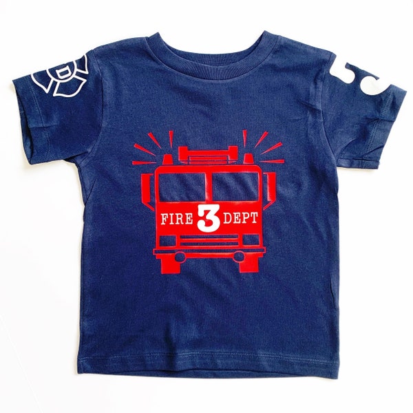 Firetruck Birthday Shirt, Fireman Birthday Tshirt, 3rd Birthday Fireman, 4th Birthday Fire Truck,  Firefighter Birthday Shirt, Fire Truck