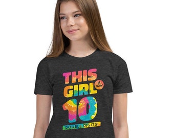 10th Birthday, Double Digits, 10th Birthday Shirt, Tenth Birthday, Ten Years Old, Girls Birthday, Girls Birthday Shirt, Tie Dye Shirt