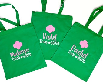 Personalized tote, Custom Tote Bags, Group Tote Bag, Large Group Gift, Sleepover Bag,Scouts Gift, Troop, Bridging Ceremony Gift,Party Favors