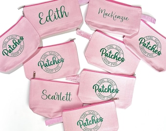 Personalized, Custom, Toiletry Bag, Pouch, Patches, Sleepover, Brownies, Girl, Scouts, Daisy, Troop, Party Favors, Birthday Favor, Bridging