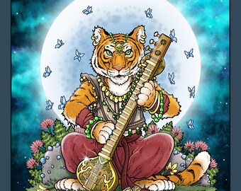 Sitar Tiger - 11" x 14" ART PRINT