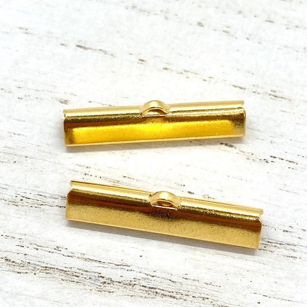 25mm Gold Ribbon Crimp Ends, Kumihimo Clasp