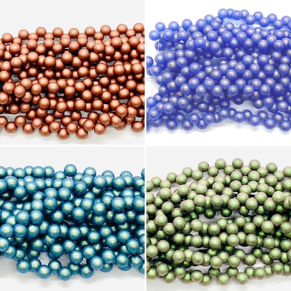 6mm Top Drilled Czech Metallic Rounds - Perfect for Kumihimo, Mushroom Beads