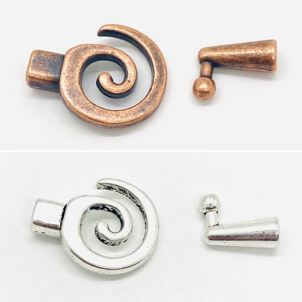 Swirl Glue-In Clasp - 4mm ID, Perfect for Kumihimo, Leather, Beaded Rope Ending - Choose from Copper or Silver