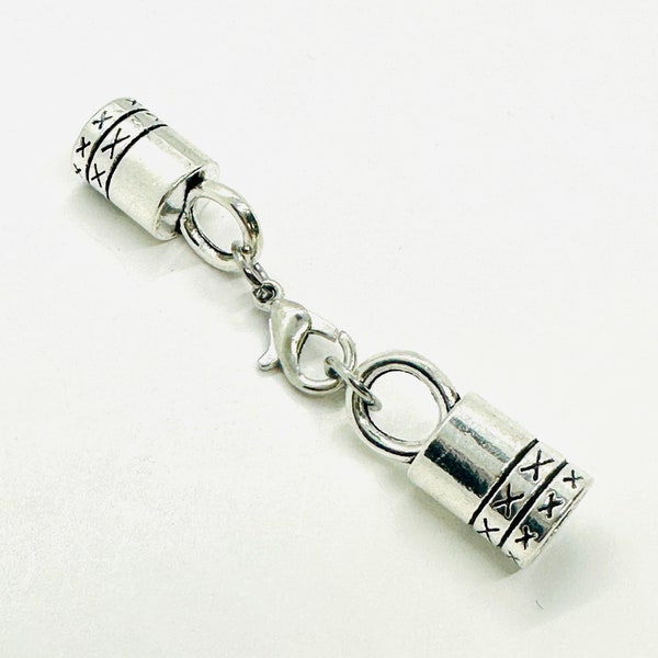 Antique Silver 7mm ID Cord End Cap Complete Clasp Set , Perfect for Kumihimo, Leather, Beaded Rope Ending