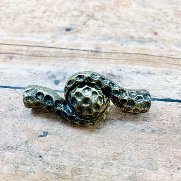 Hammered Magnetic Glue-In Kumihimo Clasp - Old Gold/Brass