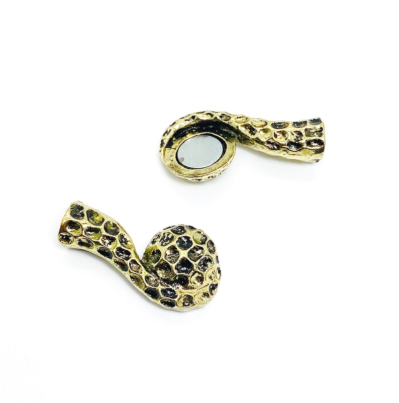 Hammered Magnetic Kumihimo Clasp Old Gold